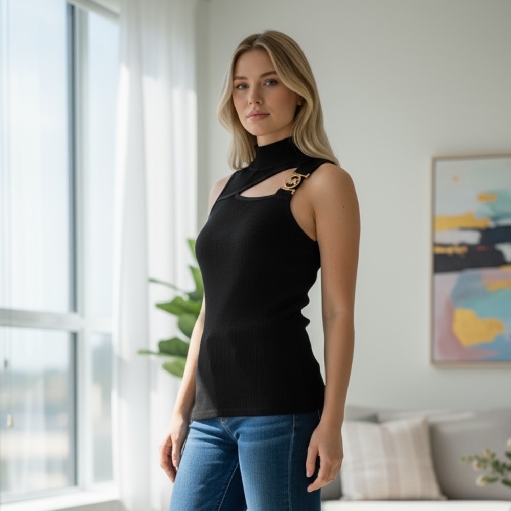 Michael Kors Black Cutout Sleeveless Top